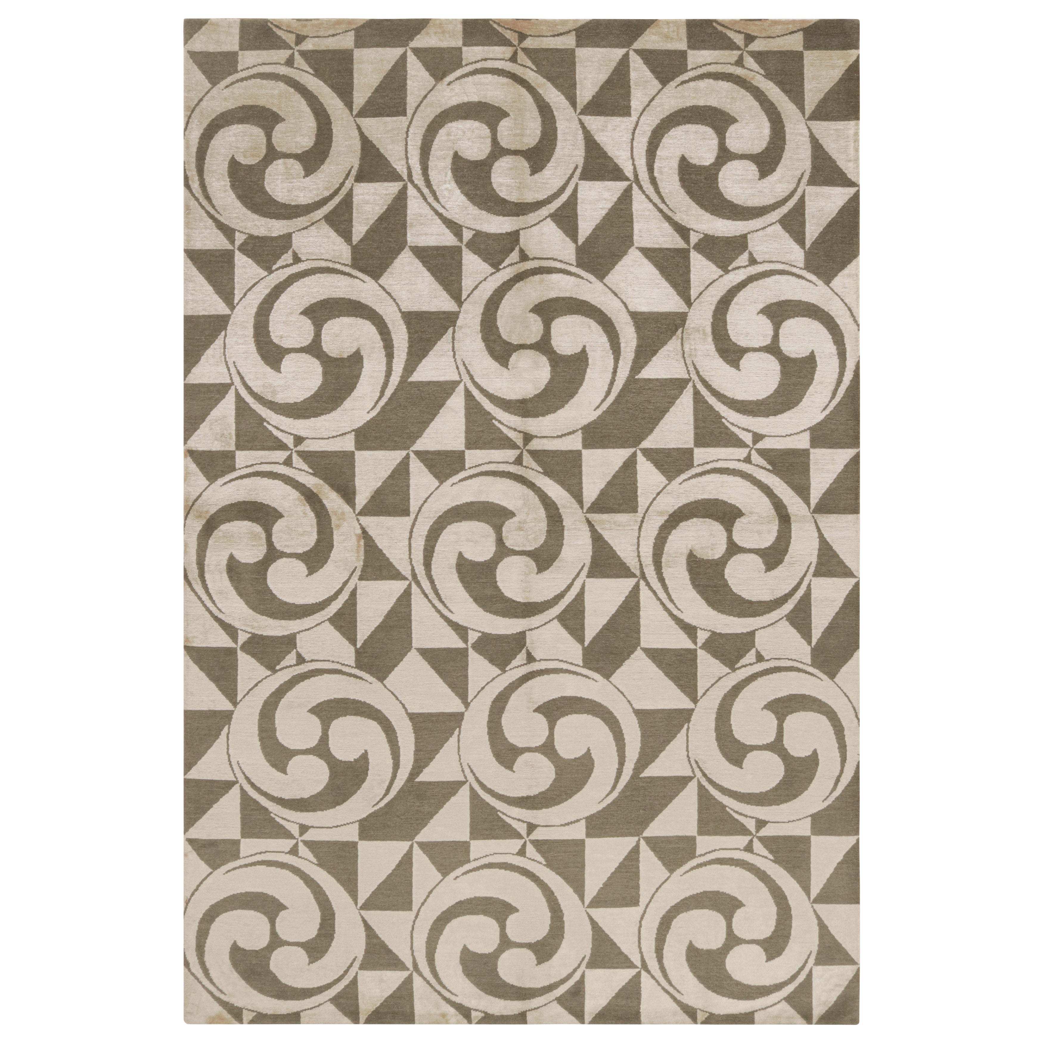Rug & Kilim’s Modern Geometric Rug in Beige-Brown and Cream Tones “Kaleidoscope”