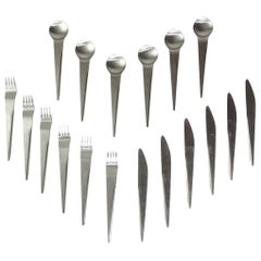 1970 Steel Inox Gottingen Italian Space Age Design Flatware Cutlery 18 pieces