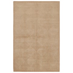 Rug & Kilim's Cubist Style Rug in Beige with White Geometric Patterns Dorian (tapis de style cubiste en beige avec des motifs géométriques blancs)
