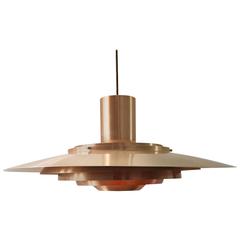 Medium Size Mid-Century Fabricius / Kastholm Copper Pendant for Nord Solar 