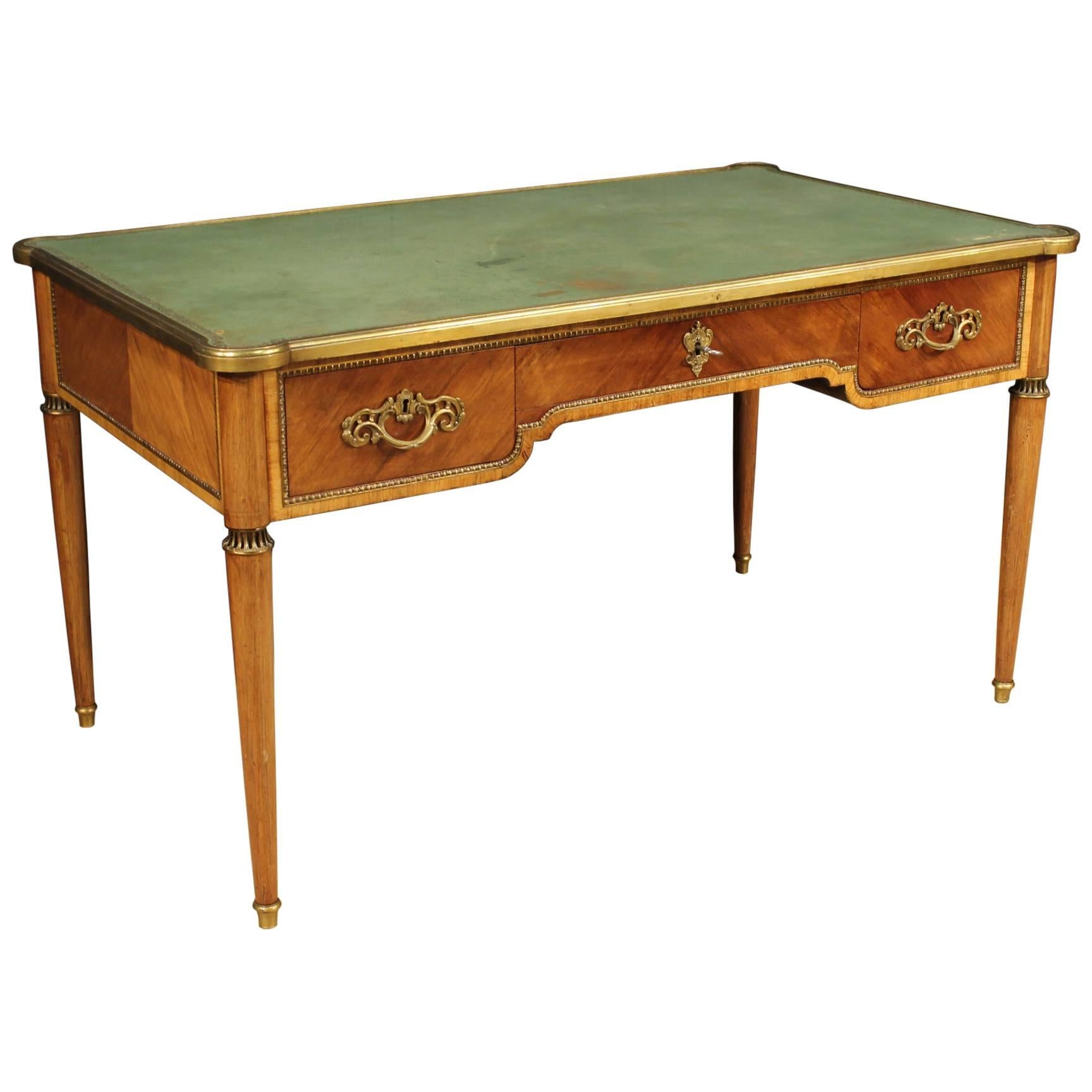 19th Century English Rosewood Desk with Green Leather