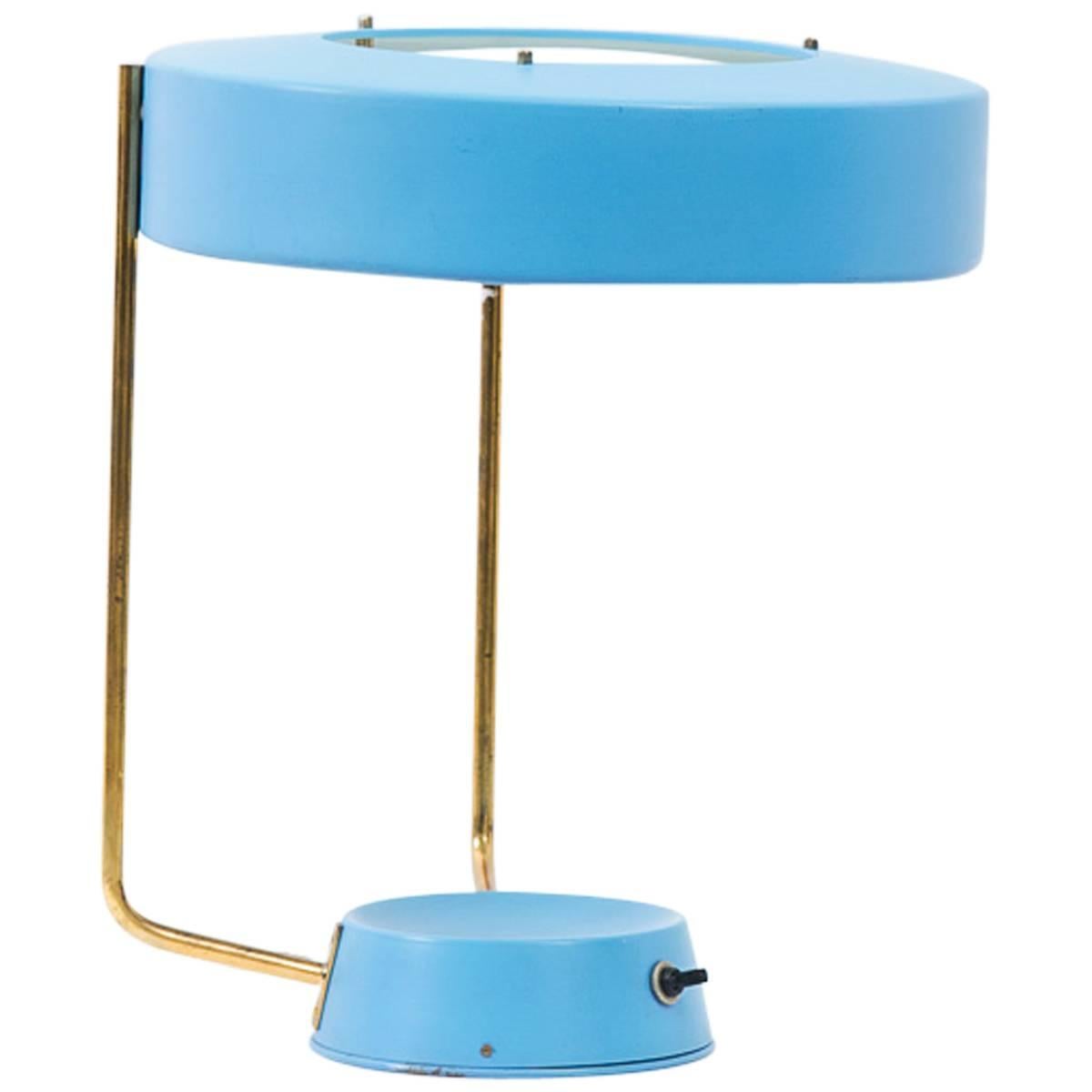 Stilnovo Blue Desk Lamp, Italy, 1950s