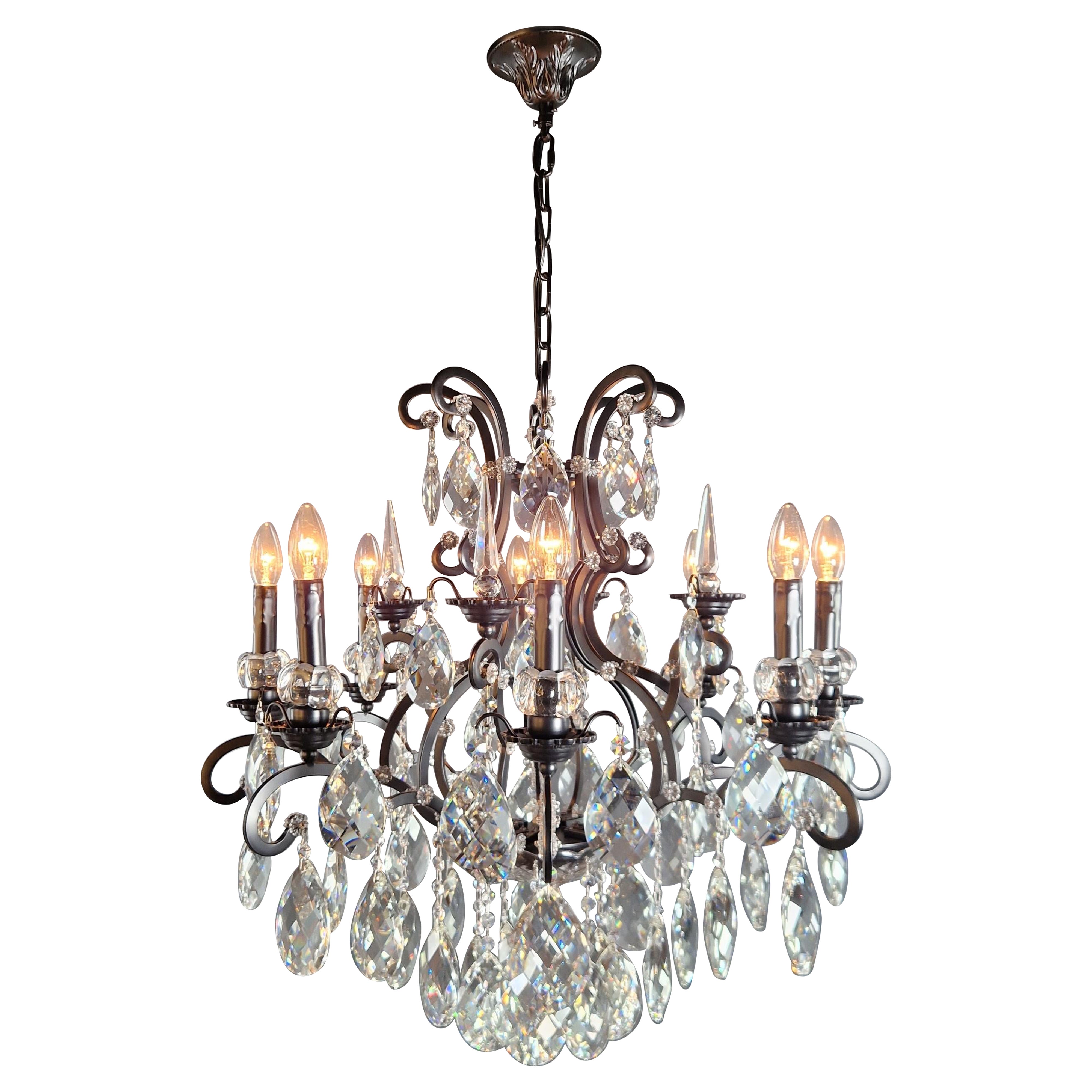 Black Modern Crystal Chandelier Art Nouveau Lustre Small