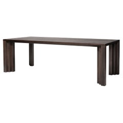 Large Brutalist Table in Solid Dark Brown French Oak - Cadence by Mokko