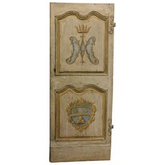 Antique Single-leaf lacquered and painted solid wood door, Italy