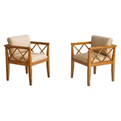 Diseñador americano, Sillones, Roble, Tela, EE.UU., Años 50