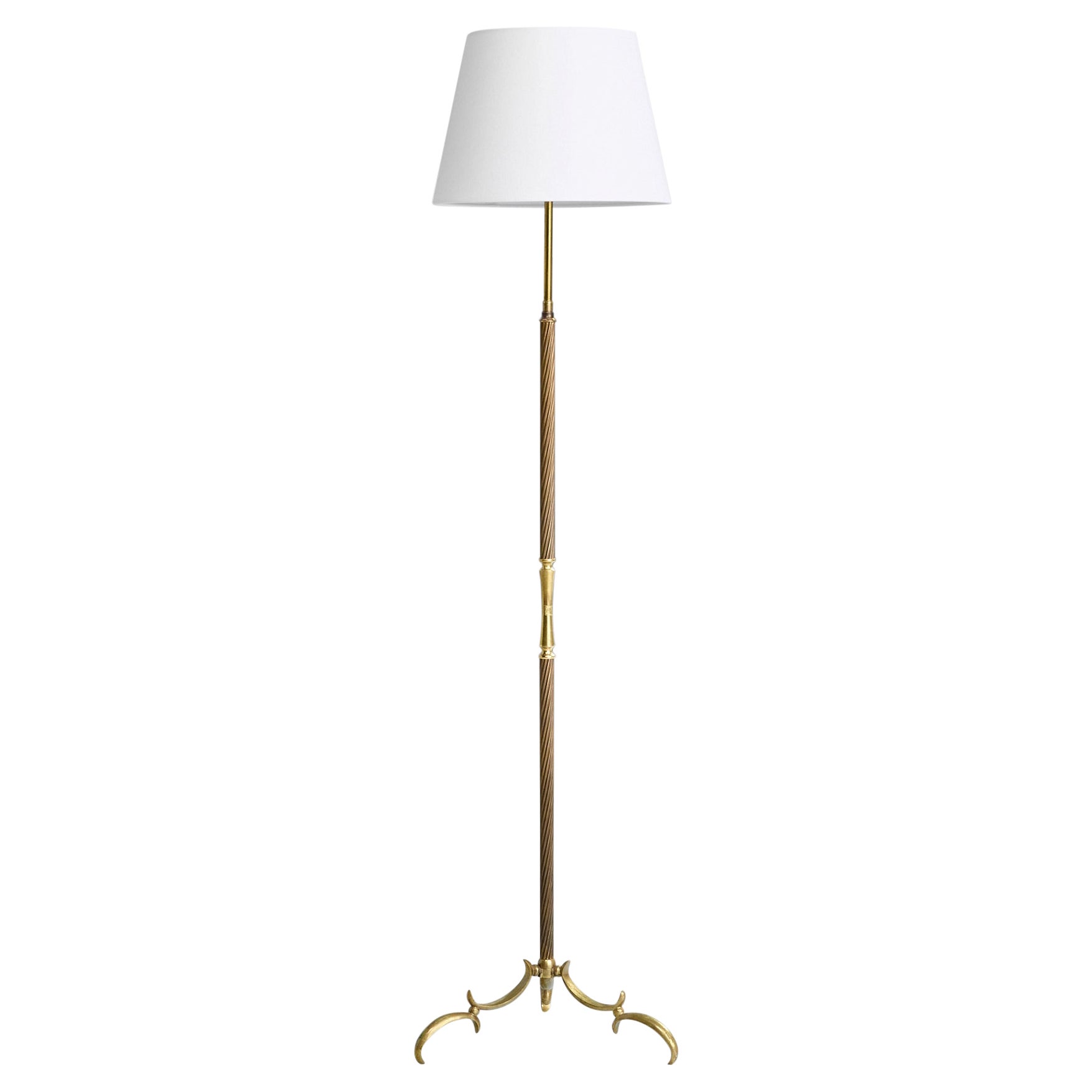 Österreichische Designerin, Stehlampe, Messing, Stoff, Österreich, 1950er Jahre