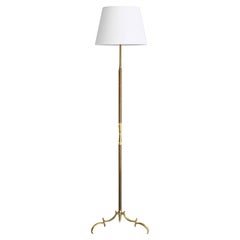 Austrian Designer, Floor Lamp, Brass, Fabric, Austria, 1950s
