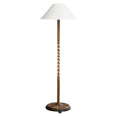 Vintage Swedish Designer, Floor Lamp, Birch, Fabric, Sweden, 1930s