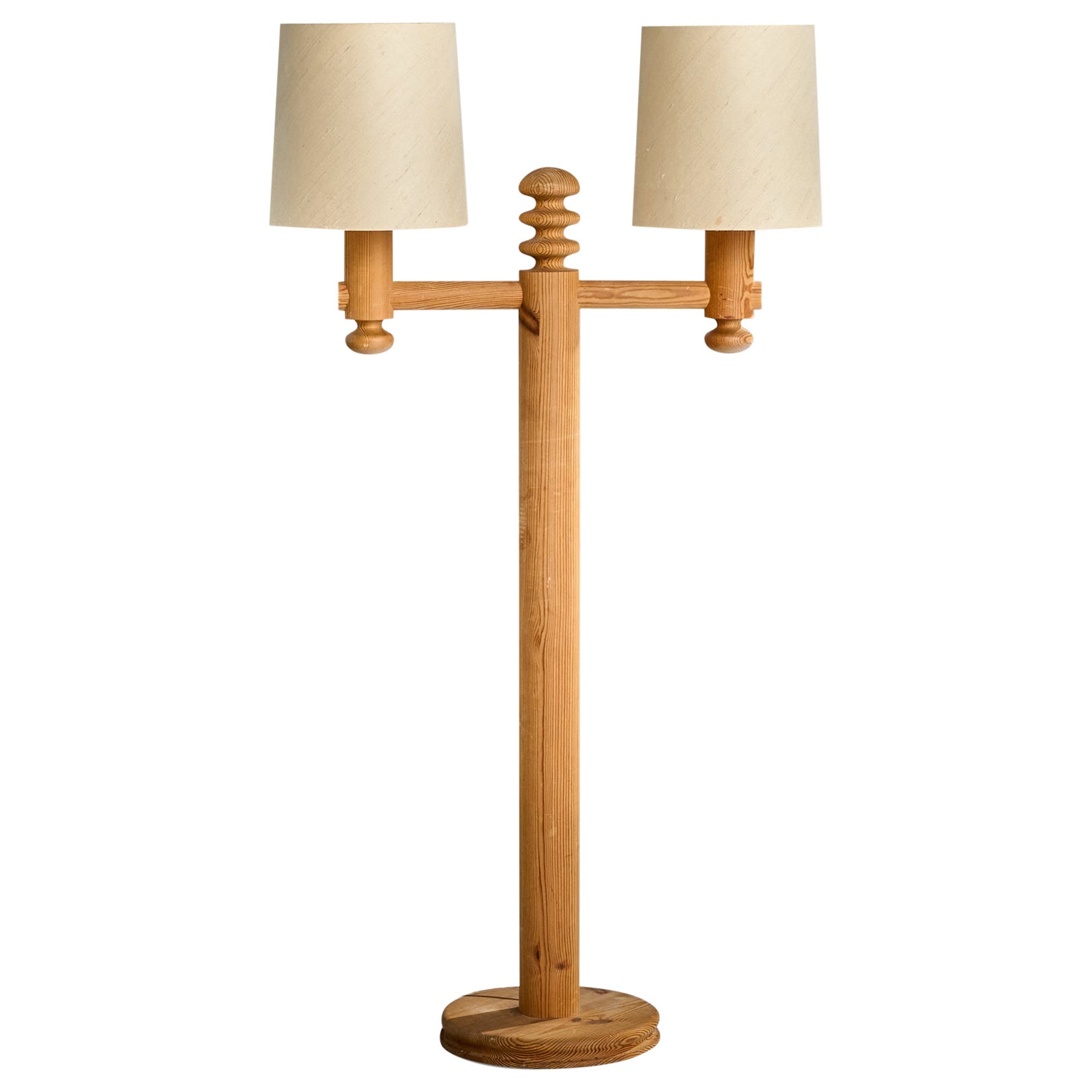 Uno Kristiansson, Stehlampe, Kiefernholz, Papier, Schweden, 1970er Jahre im Angebot