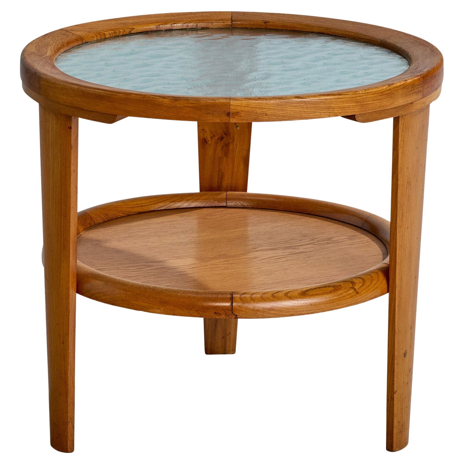 Dänischer Designer, Beistelltisch, Eiche, Glas, Dänemark, 1940er Jahre