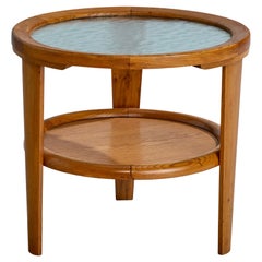 Dänischer Designer, Beistelltisch, Eiche, Glas, Dänemark, 1940er Jahre
