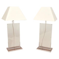Pair of Vintage French Acrylic Table Lamps