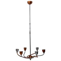 Italian Bicolor Copper and Chrome Swirl Chandelier 5