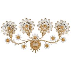 Palwa Flower Sconce from Gilt Brass and Glass