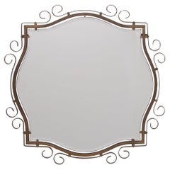 Jugendstil  Miroir mural en laiton forcé à la main 1920