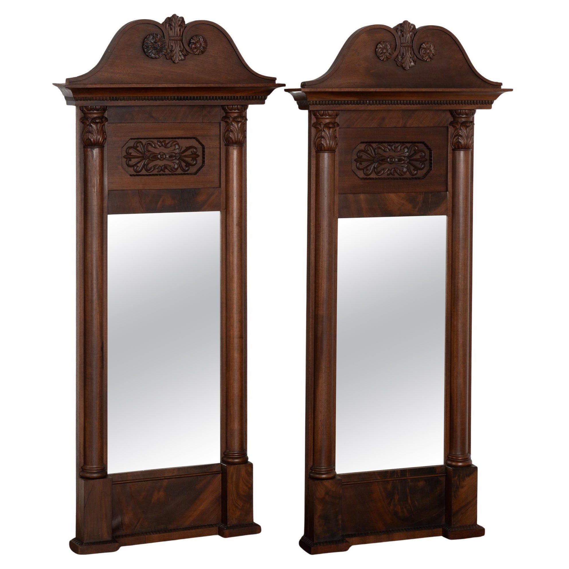 19th Century Pair of Mahogany Mirrors, Denmark