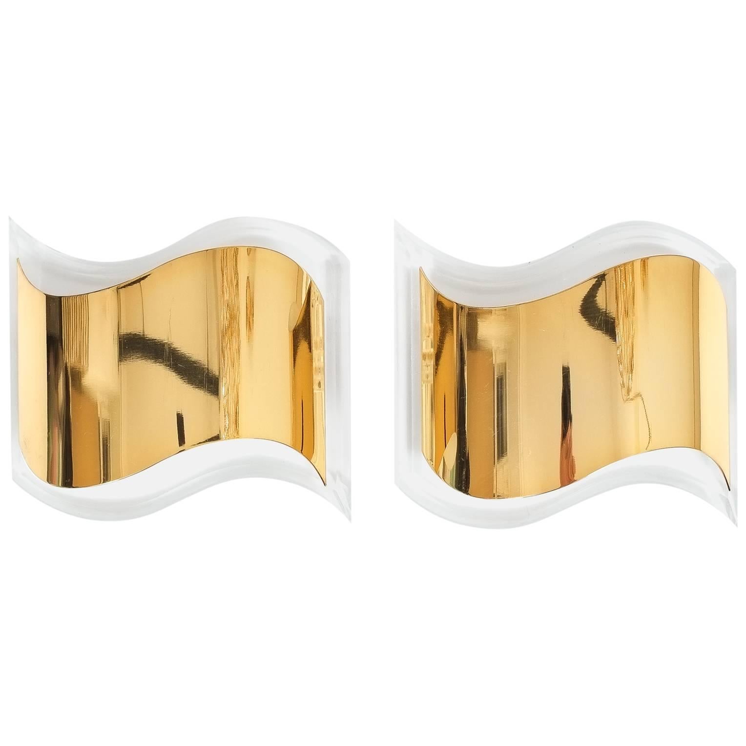 Sconces from Lucite and Gilt Brass, Germany 1970