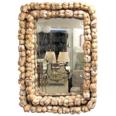 Mid-Century French Handcrafted Clam Seashell Mirror