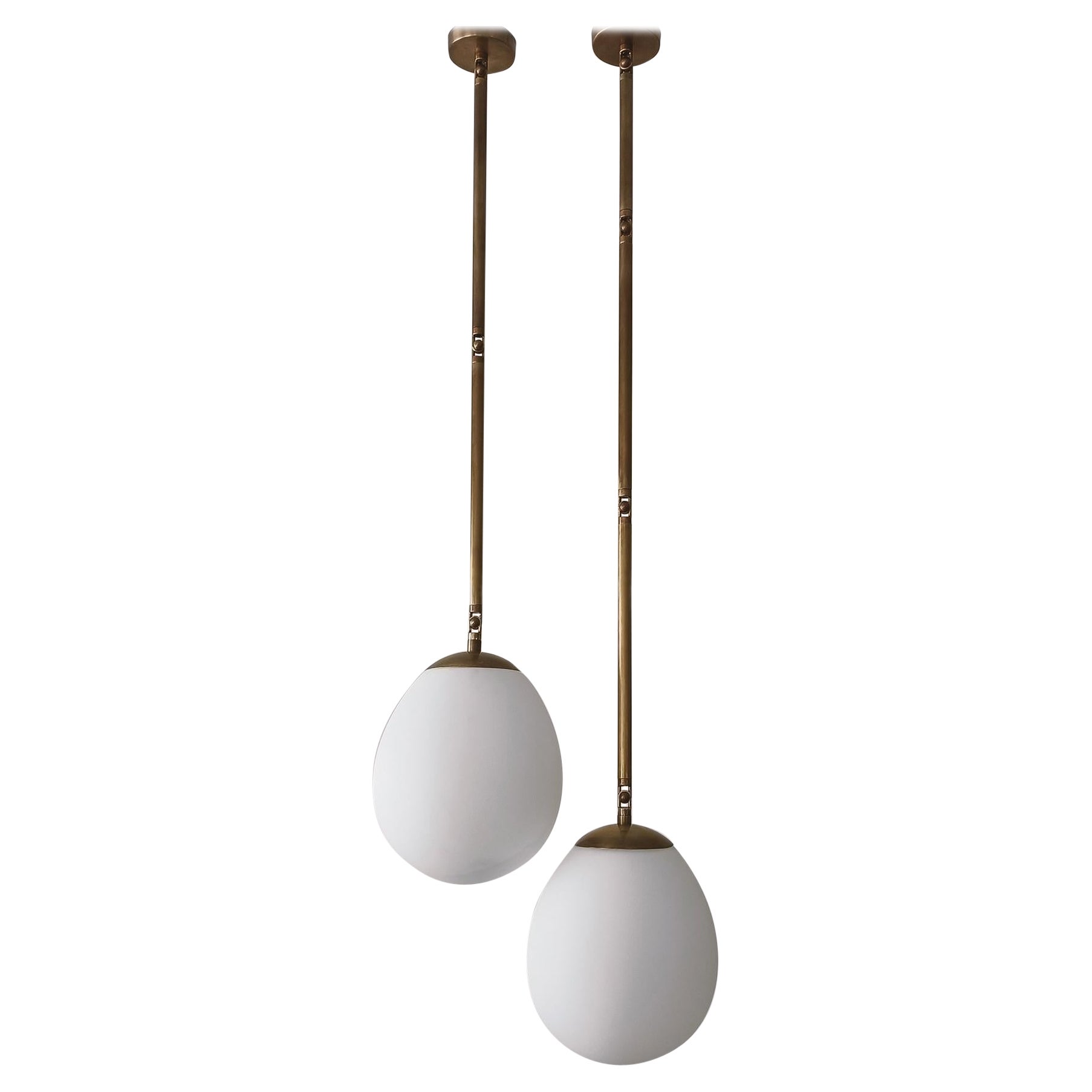 Loon 1 - Brass and opaline glass pendant by Candas Design