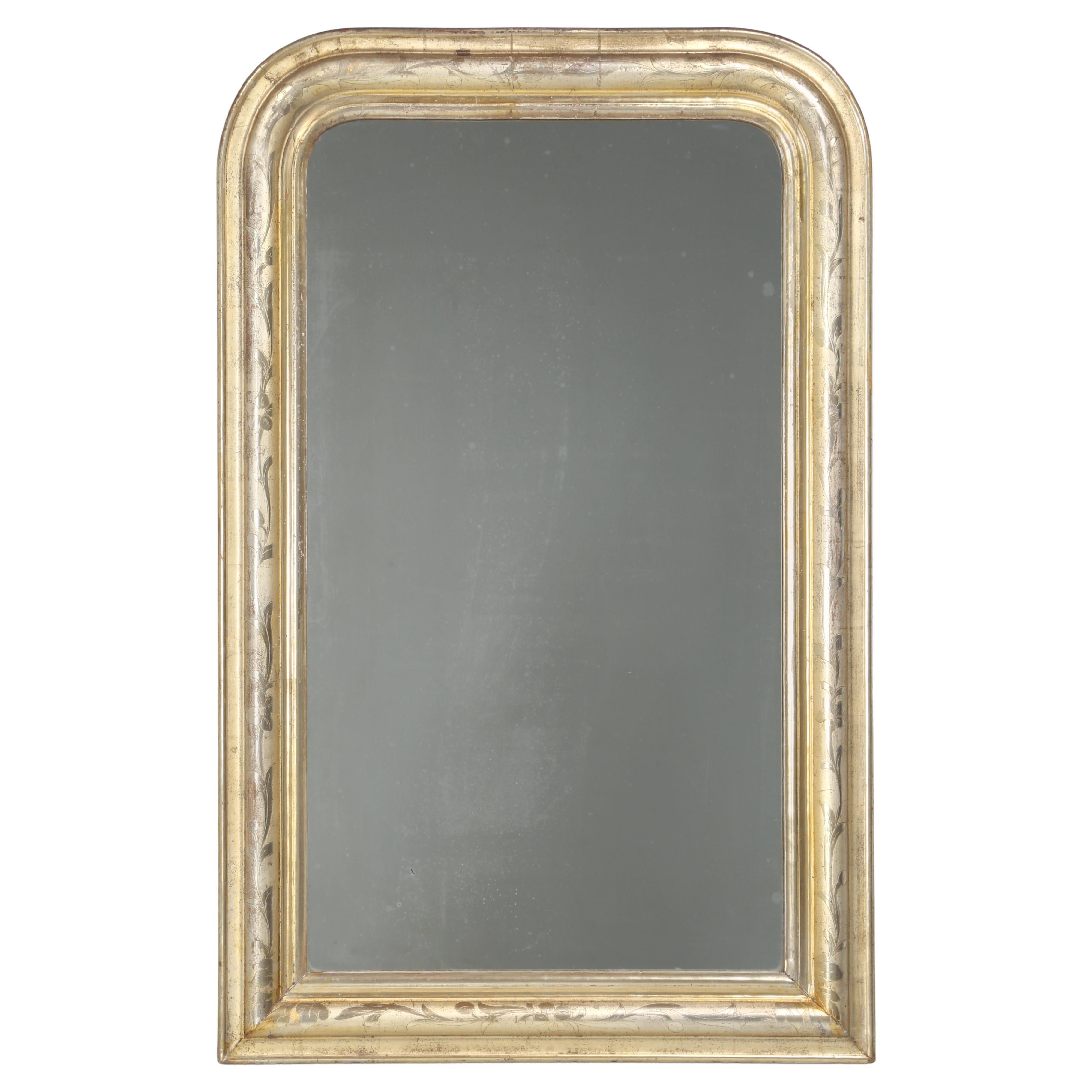Antique Silverleaf Louis Philippe All Original Mirror with Sugared Glass c1800's
