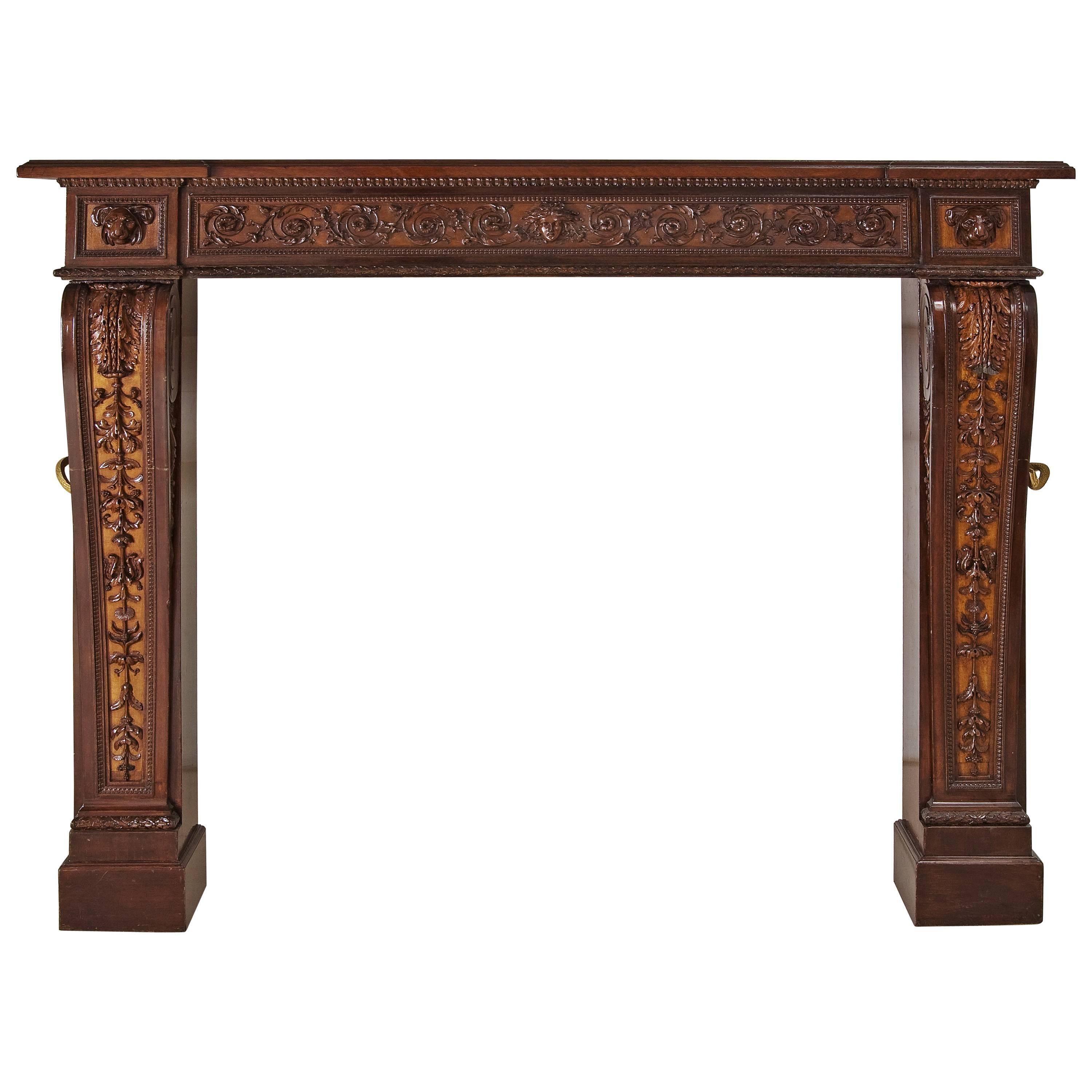 Fireplace in Mahogany Louis XVI Style, 19th Century For Sale
