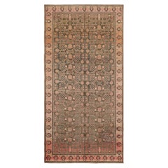 Antico runner Khotan grigio con motivi geometrici rosa e marroni  Rug & Kilim