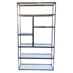 Mid Century Modern Milo Baughman Style Chrome and Glass Etagere