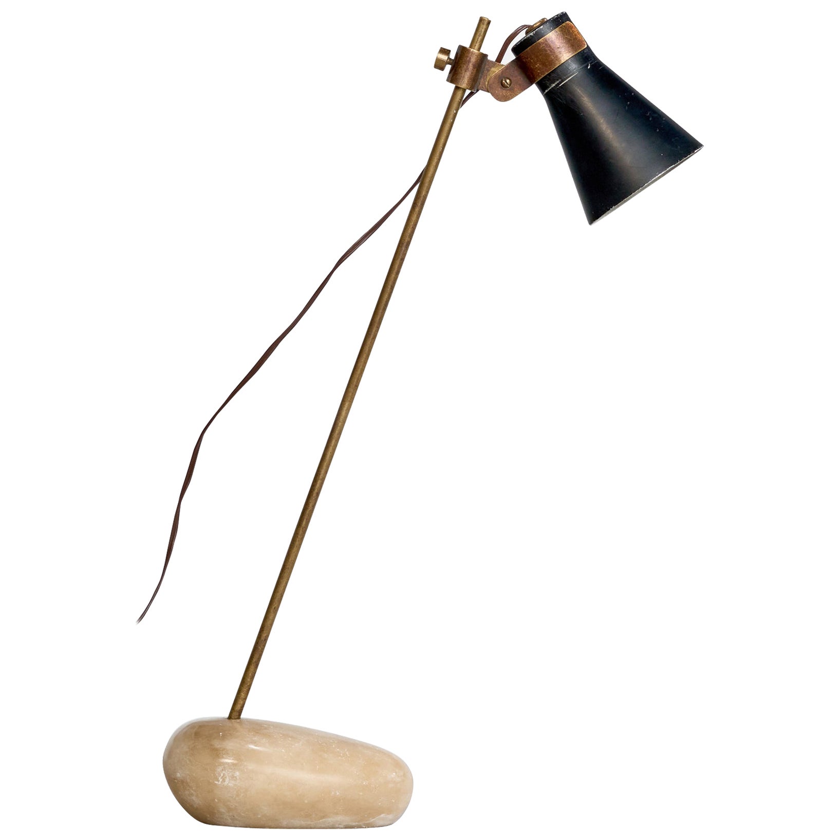 Luigi Caccia Dominioni, Table Lamp, Stone, Brass, Metal, Italy 1948 For Sale