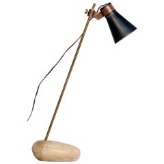 Lampe de bureau Luigi Caccia Dominioni, pierre, laiton, métal, Italie 1948