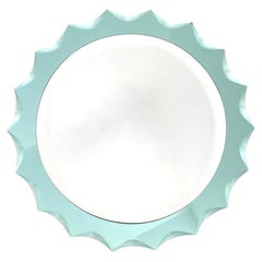 Turquoise Scalloped Mirror by Antonio Lupi, 1960s Italy