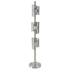 20th Century Space Age Style, Brushed Aluminium Floor Lamp 3 Lights, 1970s