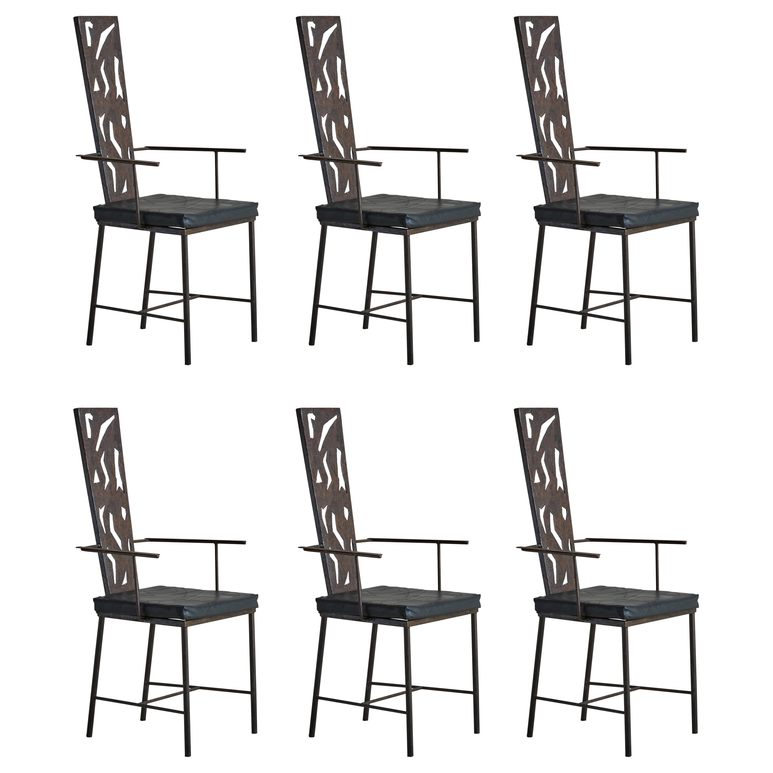 Brutalist Iron Dining Chair, France 1970s - 6 Available For Sale