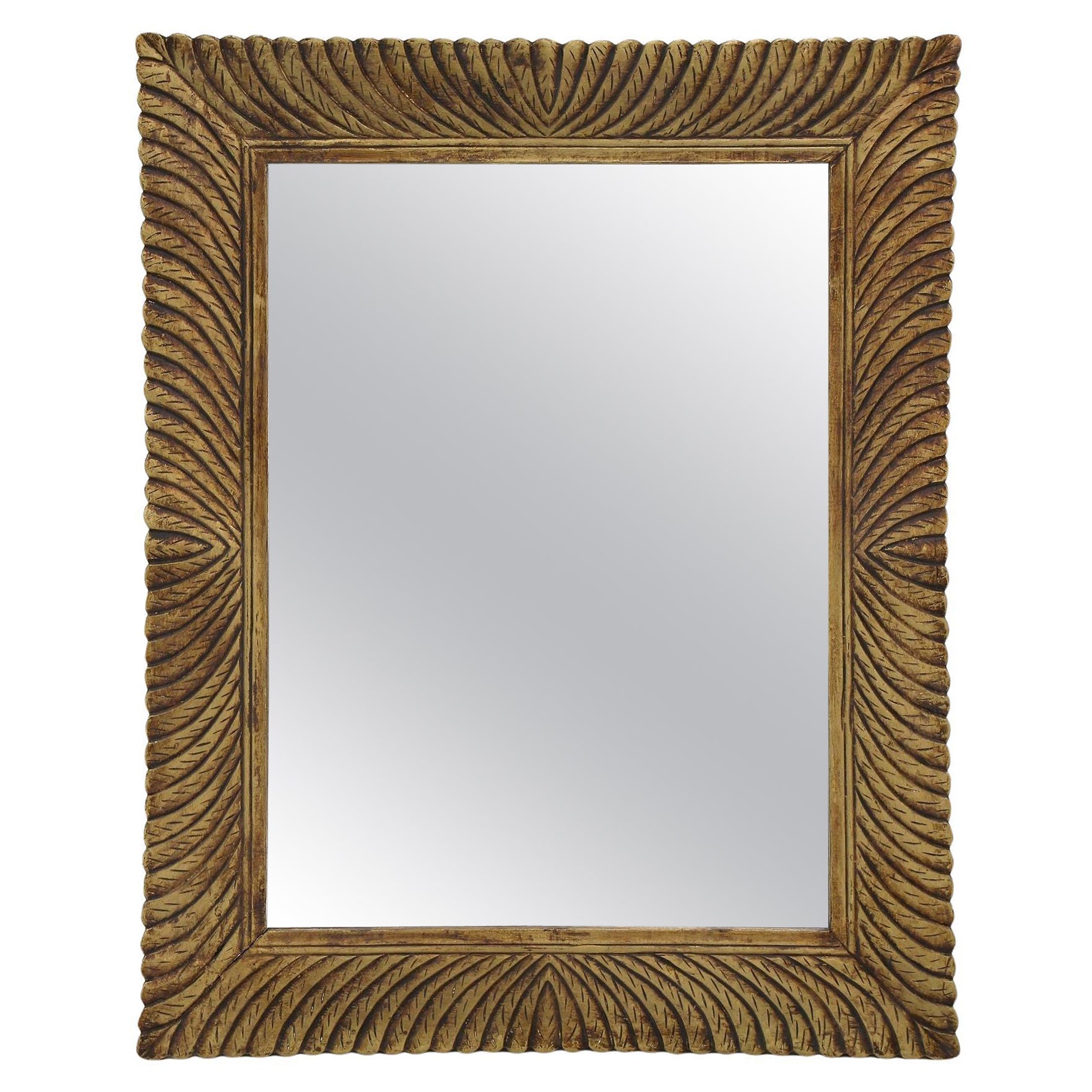 Monumental Gilt Mid Century Wall Mirror, Handcarved, Italy circa 1940/50