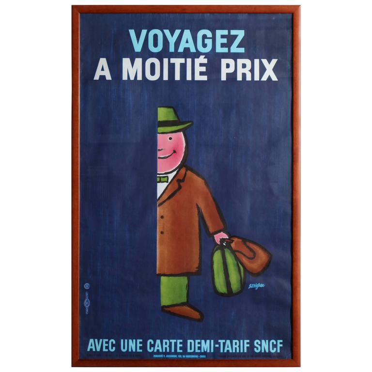 Framed Vintage French Humorous Poster For Sale at 1stDibs