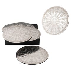 Satz von sechs Platzdeckchen aus Sterlingsilber London 1970 Rood of Burlington Arcade