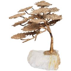 Small Metal Tree on Marble Base