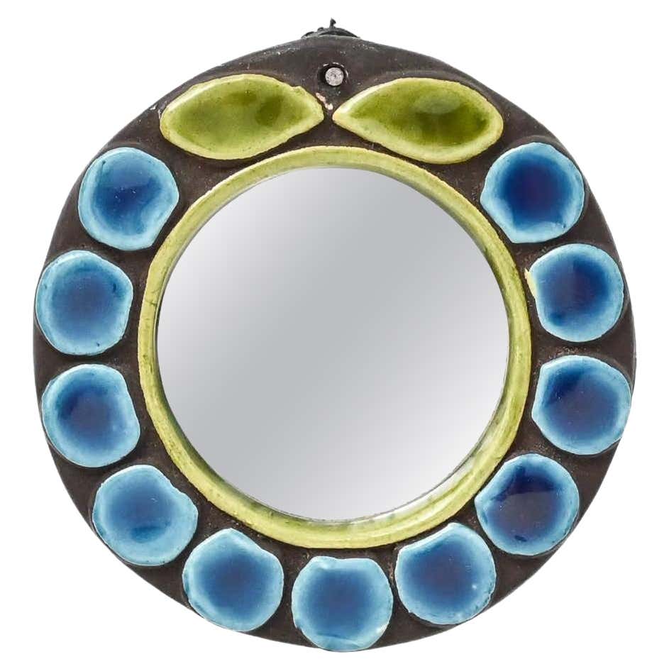 Mithe Espelt Work Hand held Mirror With Ceramic Frame by Mithe Espelt For Sale at 1stDibs