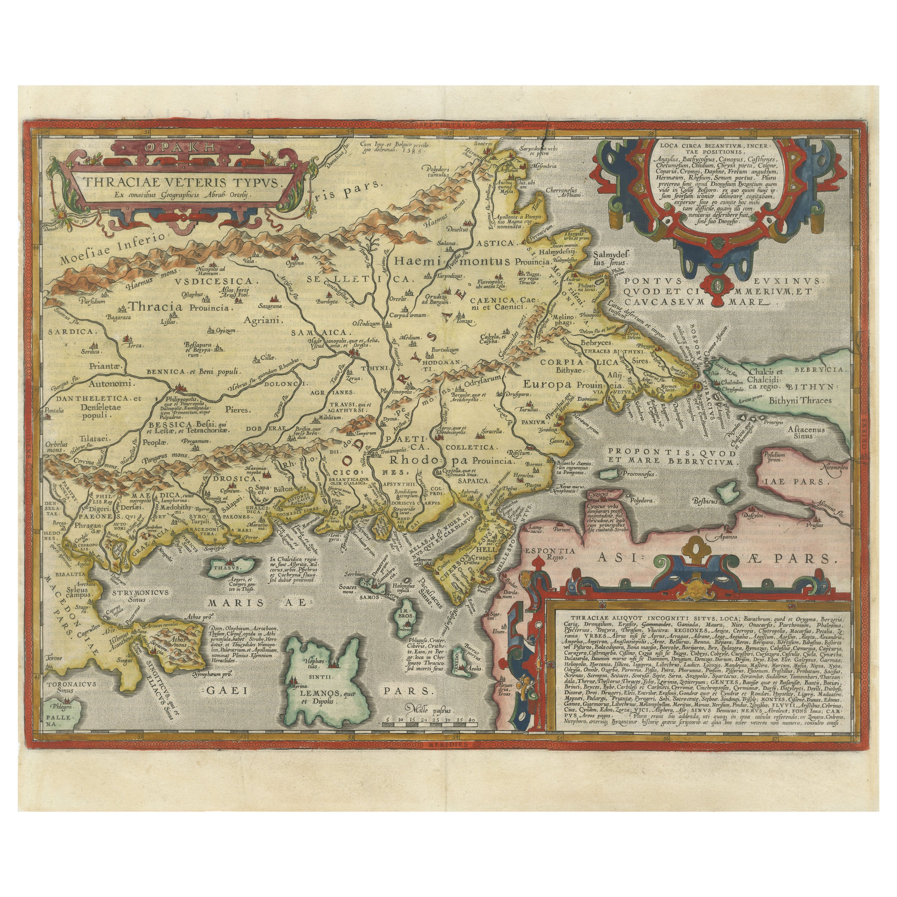 Thraciae Veteris Typus – 1618 Ortelius Map of Ancient Thrace with Hand Color