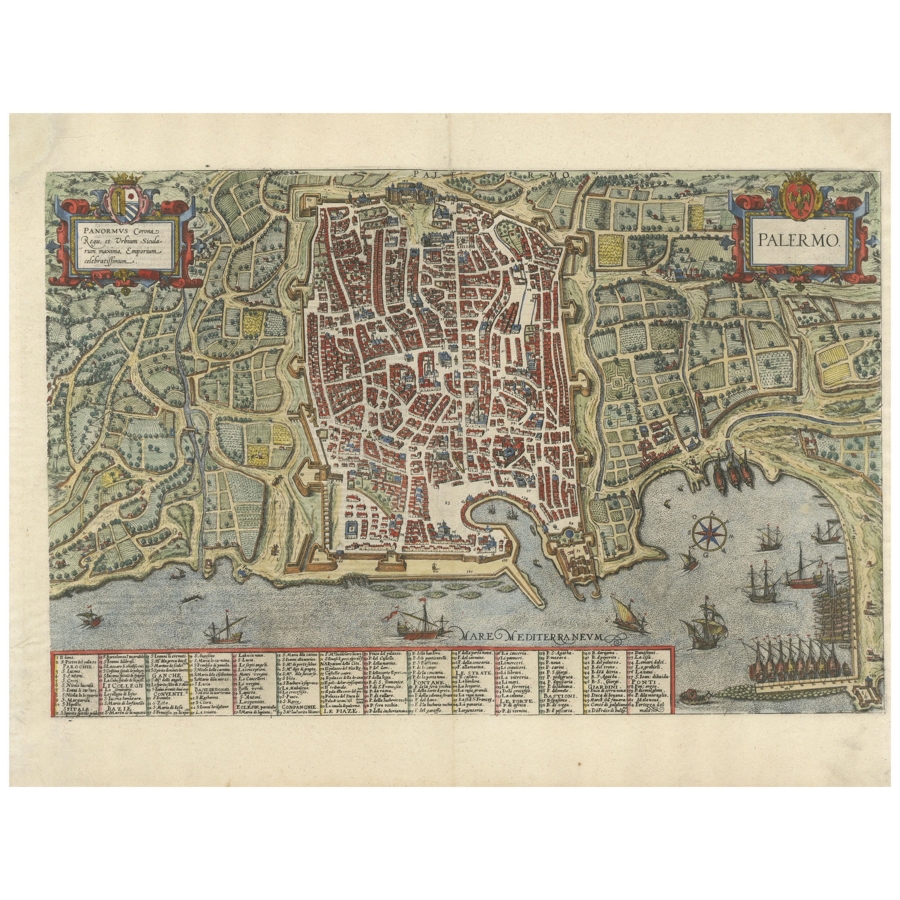 Palermo – 1620 Braun & Hogenberg Bird’s-Eye Map of Palermo, Sicily