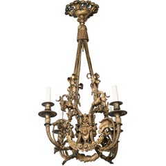 Antique Gilt Bronze Four-Light Neoclassical Chandelier