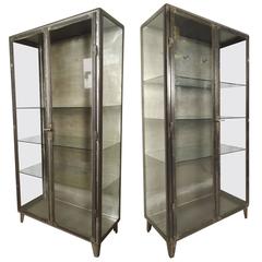 Vintage Two Massive Industrial Cabinets with Glass