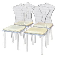 Moderne Lucite-Esszimmerstühle aus der Mitte des Jahrhunderts mit gepolsterten Sitzen – 4er-Set