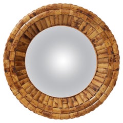 Mid-Century Modern Mirror Sunburst Bamboo Handcrafted, um 1960