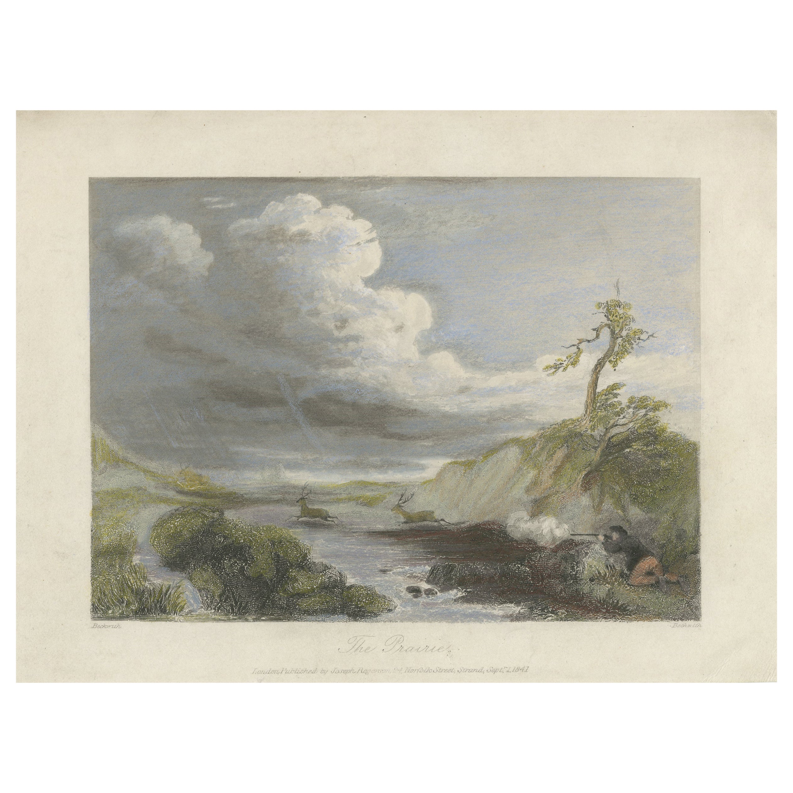 The Prairie - Kleiner romantischer Kupferstich der amerikanischen Grenze, 1841
