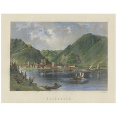Bacharach on the Rhine – Small Picturesque 19th-Century Hand-Colored Engraving