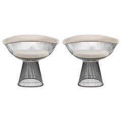 Warren Platners Chair in cream fabric by Knoll International