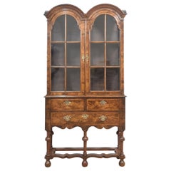 Walnut Queen Ann style display cabinet
