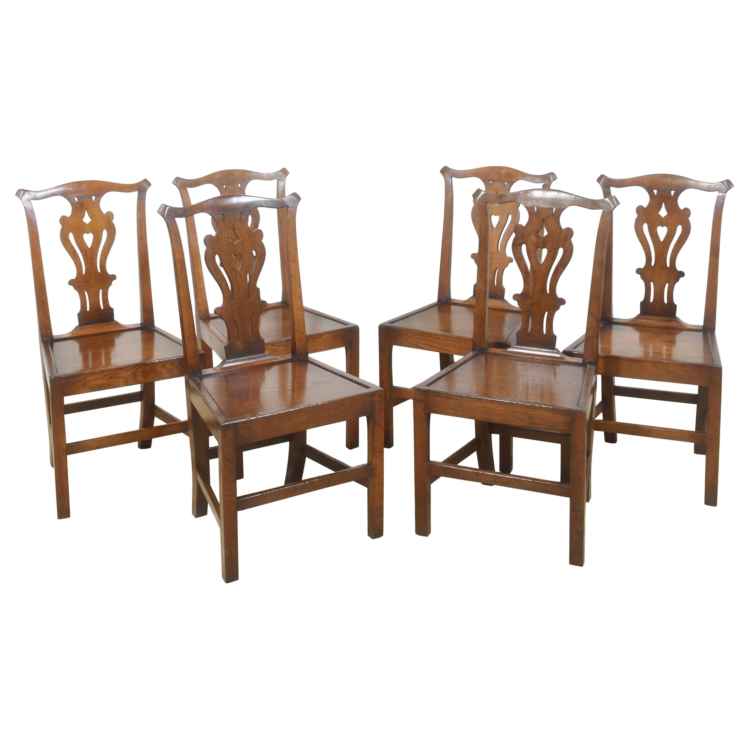 Set of six oak dining chairs