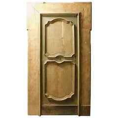 Antique Single-leaf door in lacquered wood complete with frame with fake marble, italy